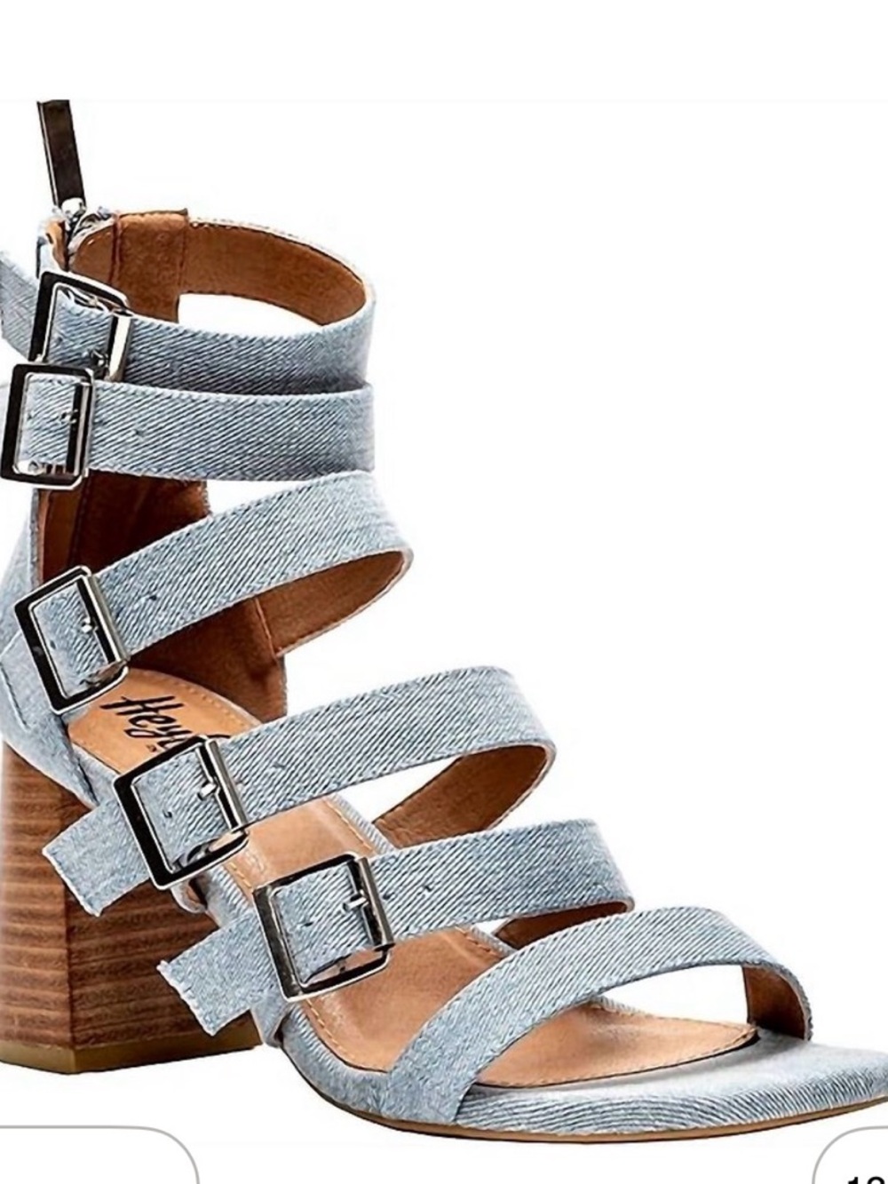 Hey Dude Light Gray Multi-Strap Block Heel Sandals